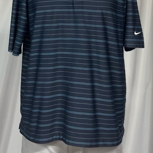 Large Nike Therma Fit Striped Dark Blue Golf Polo Excellent Condition - Picture 2 of 4